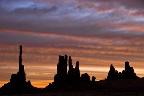 UT, Monument Valley NP Totem pole formations White Modern Wood Framed Art Print with Double Matting by OBrien, Jay