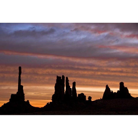 UT, Monument Valley NP Totem pole formations White Modern Wood Framed Art Print by OBrien, Jay