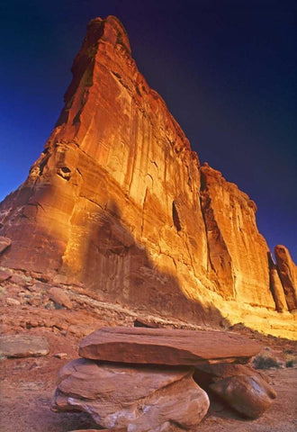UT, Arches NP Tower of Babel rock formation White Modern Wood Framed Art Print with Double Matting by Welling, Dave