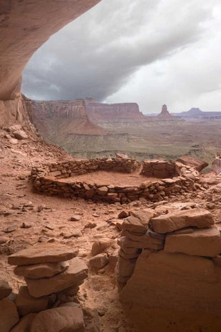UT, Canyonlands NP Anasazi ruin with clouds Black Ornate Wood Framed Art Print with Double Matting by Paulson, Don