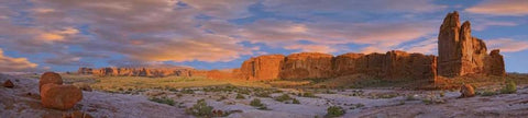 USA, Utah, Arches NP Courthouse Wash at sunrise Black Ornate Wood Framed Art Print with Double Matting by Lord, Fred