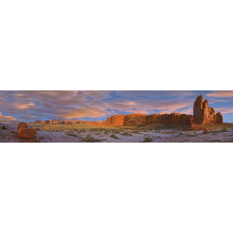 USA, Utah, Arches NP Courthouse Wash at sunrise Black Modern Wood Framed Art Print by Lord, Fred