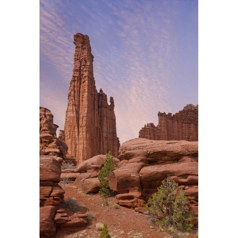 Utah Sunset on Fisher Towers formations White Modern Wood Framed Art Print by Paulson, Don