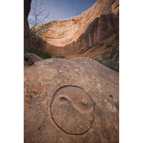 UT, Horseshoe Canyon The Chinese Yin-Yang symbol Black Modern Wood Framed Art Print by Paulson, Don