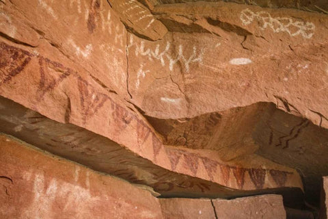 UT, Canyonlands NP Ancient pictographs White Modern Wood Framed Art Print with Double Matting by Paulson, Don