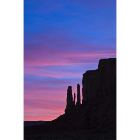 UT, Monument Valley Three Sisters formation White Modern Wood Framed Art Print by Rotenberg, Nancy
