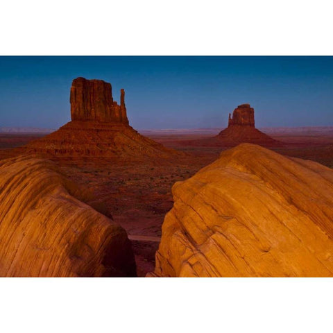 UT, Sunset on Mitten Buttes at Monument Valley Black Modern Wood Framed Art Print with Double Matting by Rotenberg, Nancy