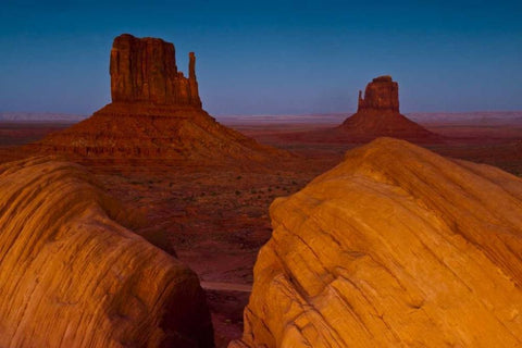 UT, Sunset on Mitten Buttes at Monument Valley White Modern Wood Framed Art Print with Double Matting by Rotenberg, Nancy