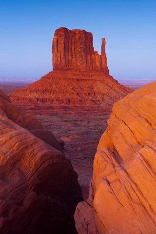 UT, Sunset on Mitten Buttes at Monument Valley White Modern Wood Framed Art Print with Double Matting by Rotenberg, Nancy