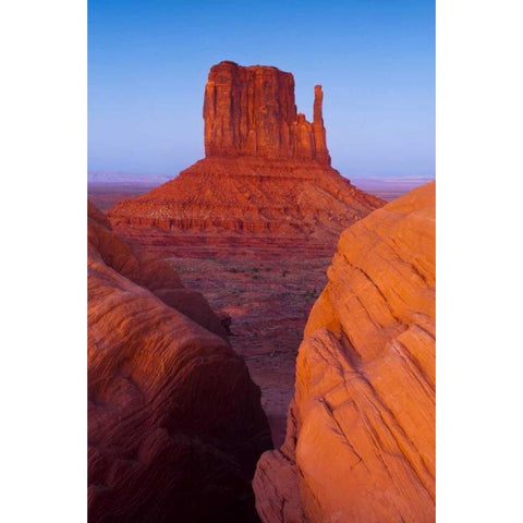 UT, Sunset on Mitten Buttes at Monument Valley Black Modern Wood Framed Art Print by Rotenberg, Nancy