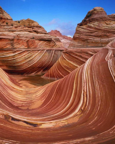 Utah, Paria Canyon The Wave formation, sandstone White Modern Wood Framed Art Print with Double Matting by Flaherty, Dennis