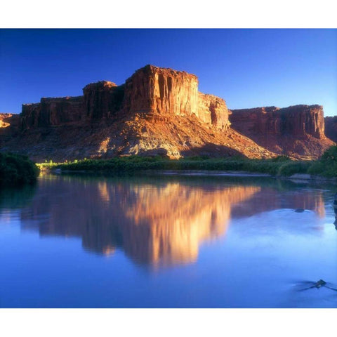 UT, A mesa reflecting in the Colorado River Black Modern Wood Framed Art Print by Talbot Frank, Christopher