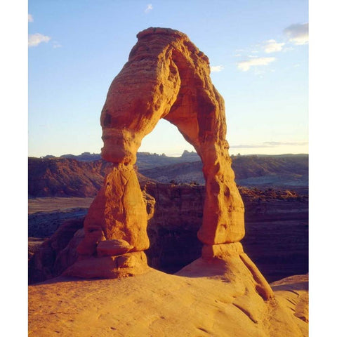USA, Utah Arches NP Delicate Arch at sunset White Modern Wood Framed Art Print by Talbot Frank, Christopher