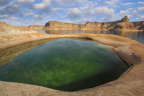 Utah, Glen Canyon Pool of water at Lake Powell White Modern Wood Framed Art Print with Double Matting by Paulson, Don