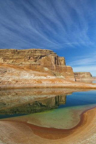 Utah, Glen Canyon Reflections in pool of water White Modern Wood Framed Art Print with Double Matting by Paulson, Don