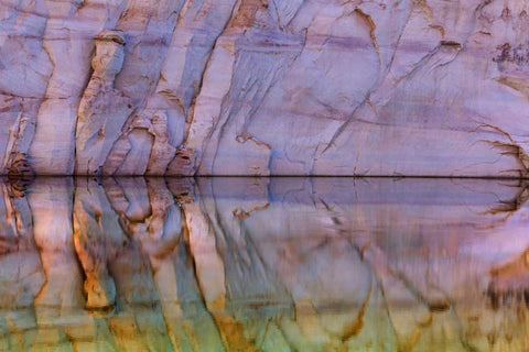 Utah, Glen Canyon Abstract reflection sandstone White Modern Wood Framed Art Print with Double Matting by Paulson, Don