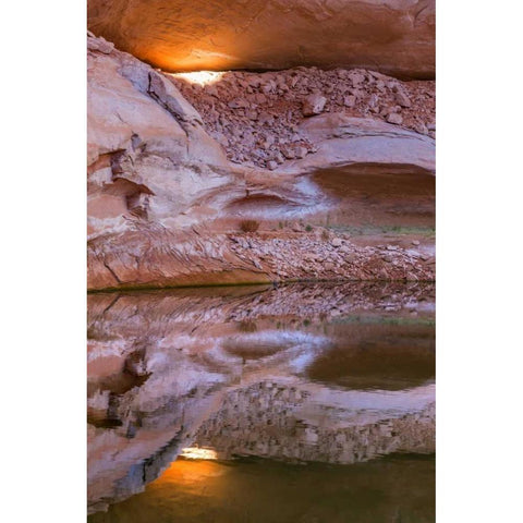 Utah, Glen Canyon Abstract reflection sandstone Black Modern Wood Framed Art Print with Double Matting by Paulson, Don