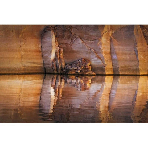 UT, Glen Canyon Abstract stained sandstone wall Black Modern Wood Framed Art Print by Paulson, Don