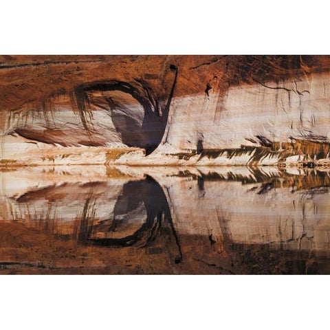 UT, Glen Canyon Abstract stained sandstone wall Black Modern Wood Framed Art Print by Paulson, Don