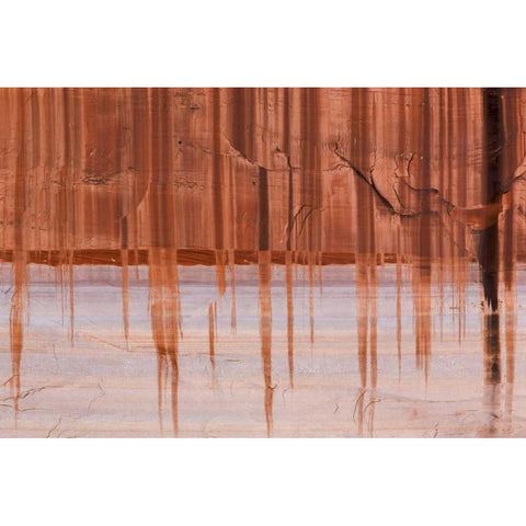 UT, Glen Canyon Sandstone with varnish stains Black Modern Wood Framed Art Print by Paulson, Don