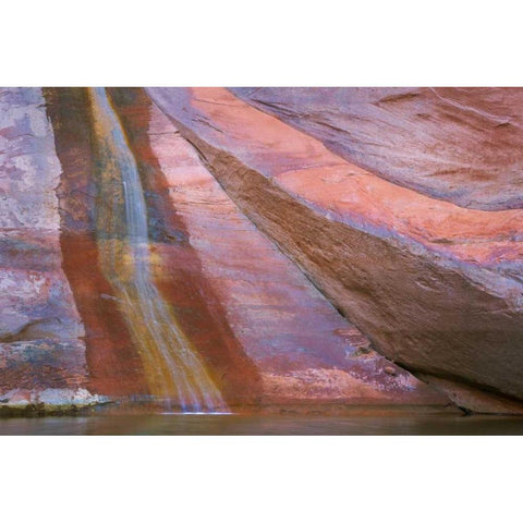 Utah, Glen Canyon NRA Waterfall in Bowns Canyon White Modern Wood Framed Art Print by Paulson, Don