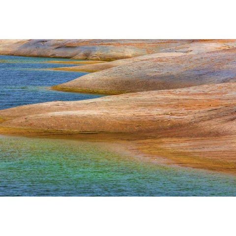 Utah, Glen Canyon Rocky shoreline of Lake Powell Gold Ornate Wood Framed Art Print with Double Matting by Paulson, Don