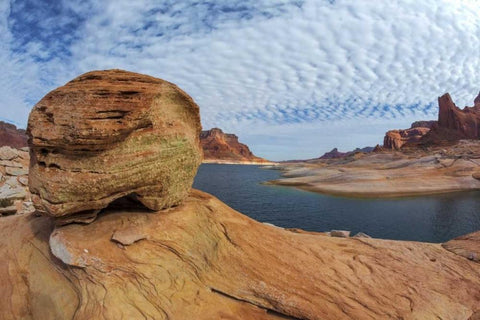 Utah, Glen Canyon NRA Landscape of Lake Powell White Modern Wood Framed Art Print with Double Matting by Paulson, Don