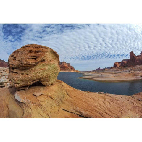 Utah, Glen Canyon NRA Landscape of Lake Powell Black Modern Wood Framed Art Print with Double Matting by Paulson, Don