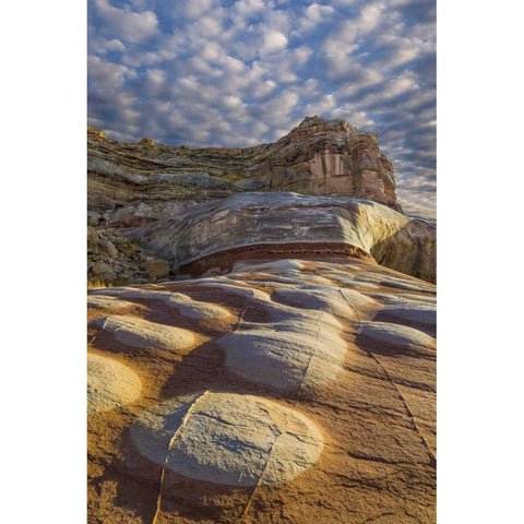 Utah, Glen Canyon Bleached patterns in sandstone Black Modern Wood Framed Art Print by Paulson, Don