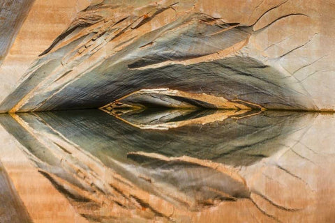 Utah, Glen Canyon Abstract reflection sandstone White Modern Wood Framed Art Print with Double Matting by Paulson, Don