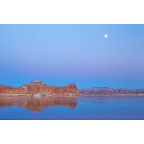 Utah, Glen Canyon NRA Moon over Lake Powell Black Modern Wood Framed Art Print by Paulson, Don