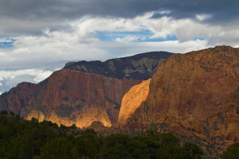 USA, Utah, Zion NP Late light on Kolob Canyon Black Ornate Wood Framed Art Print with Double Matting by Rotenberg, Nancy