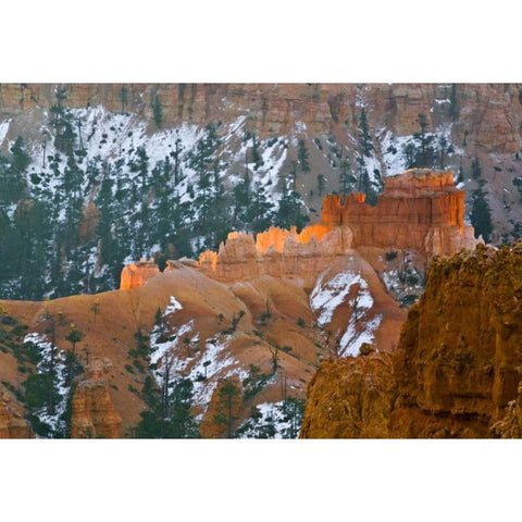 Utah Snowy hoodoo formations in Bryce Canyon NP Black Modern Wood Framed Art Print by Rotenberg, Nancy