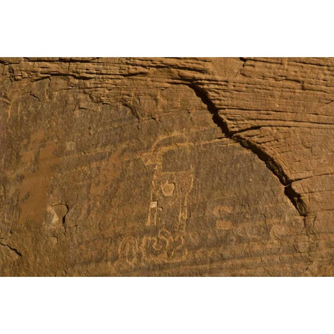 Utah, Monument Valley Petroglyphs on stone wall Gold Ornate Wood Framed Art Print with Double Matting by Rotenberg, Nancy