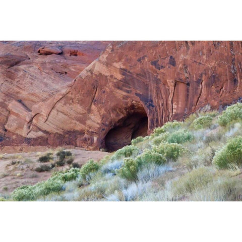 Utah, Monument Valley Cave in Red Rock Canyon Black Modern Wood Framed Art Print with Double Matting by Rotenberg, Nancy
