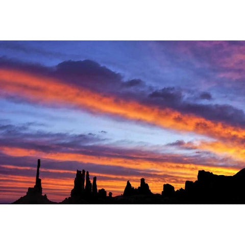 UT, Monument Valley The Totem Poles formations White Modern Wood Framed Art Print by OBrien, Jay