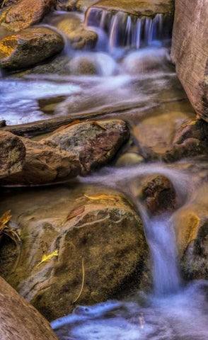 USA, Utah, Zion NP Rocks in stream White Modern Wood Framed Art Print with Double Matting by OBrien, Jay