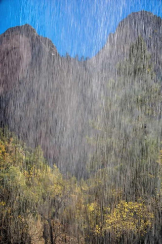 USA, Utah, Zion NP Waterfall scenic Black Ornate Wood Framed Art Print with Double Matting by OBrien, Jay