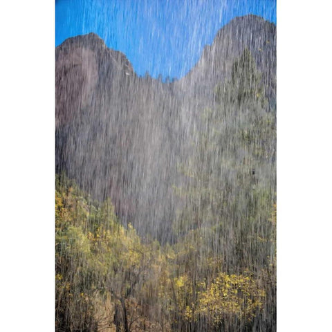 USA, Utah, Zion NP Waterfall scenic Black Modern Wood Framed Art Print by OBrien, Jay