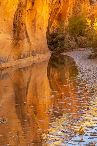 USA- Utah- Grand Staircase Escalante National Monument. Harris Wash and rock wall. White Modern Wood Framed Art Print with Double Matting by Jaynes Gallery