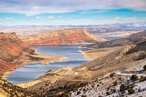 USA- Utah- Flaming Gorge Reservoir. Low water table in the gorge. Black Ornate Wood Framed Art Print with Double Matting by Jaynes Gallery