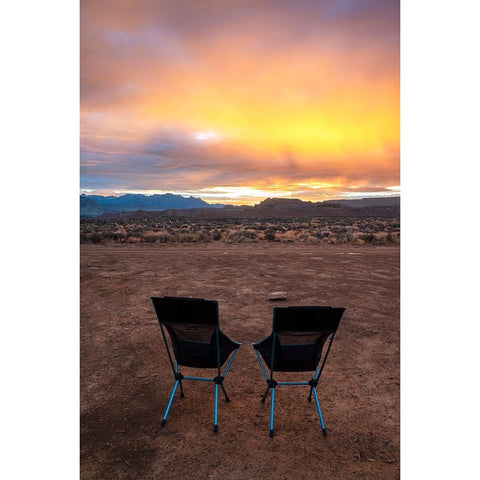 USA-Utah-Virgin Empty chairs facing the sky Black Modern Wood Framed Art Print by Davidson, Janell