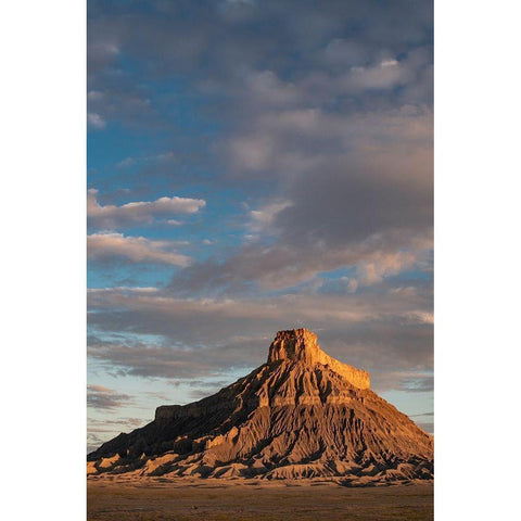 Utah Early morning clouds at Factory Butte-Upper Blue Hills Gold Ornate Wood Framed Art Print with Double Matting by Zimmerman, Judith