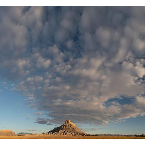 Utah Early morning clouds at Factory Butte-Upper Blue Hills Black Modern Wood Framed Art Print with Double Matting by Zimmerman, Judith
