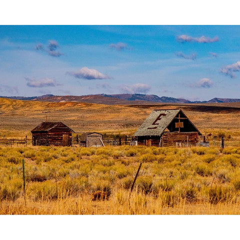 USA-Utah-old wooden barn and shed along highway 39 west of Woodruff Black Modern Wood Framed Art Print by Gulin, Sylvia