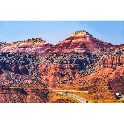 Colorful Red Canyon-Castle Valley-I-70 Highway-Utah White Modern Wood Framed Art Print by Perry, William
