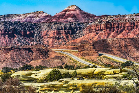 Colorful Red Canyon-Castle Valley-I-70 Highway-Utah White Modern Wood Framed Art Print with Double Matting by Perry, William