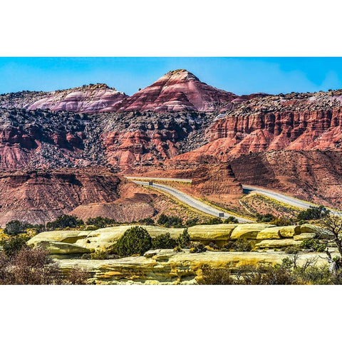 Colorful Red Canyon-Castle Valley-I-70 Highway-Utah Black Modern Wood Framed Art Print by Perry, William