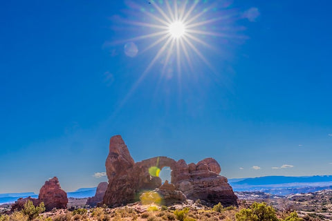 Turret Arch- Windows Section- Arches National Park- Moab- Utah. Black Ornate Wood Framed Art Print with Double Matting by Perry, William