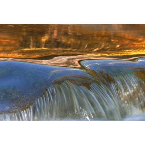 Vermont Autumn reflections on cascade in stream Black Modern Wood Framed Art Print by Clemons, Kathleen